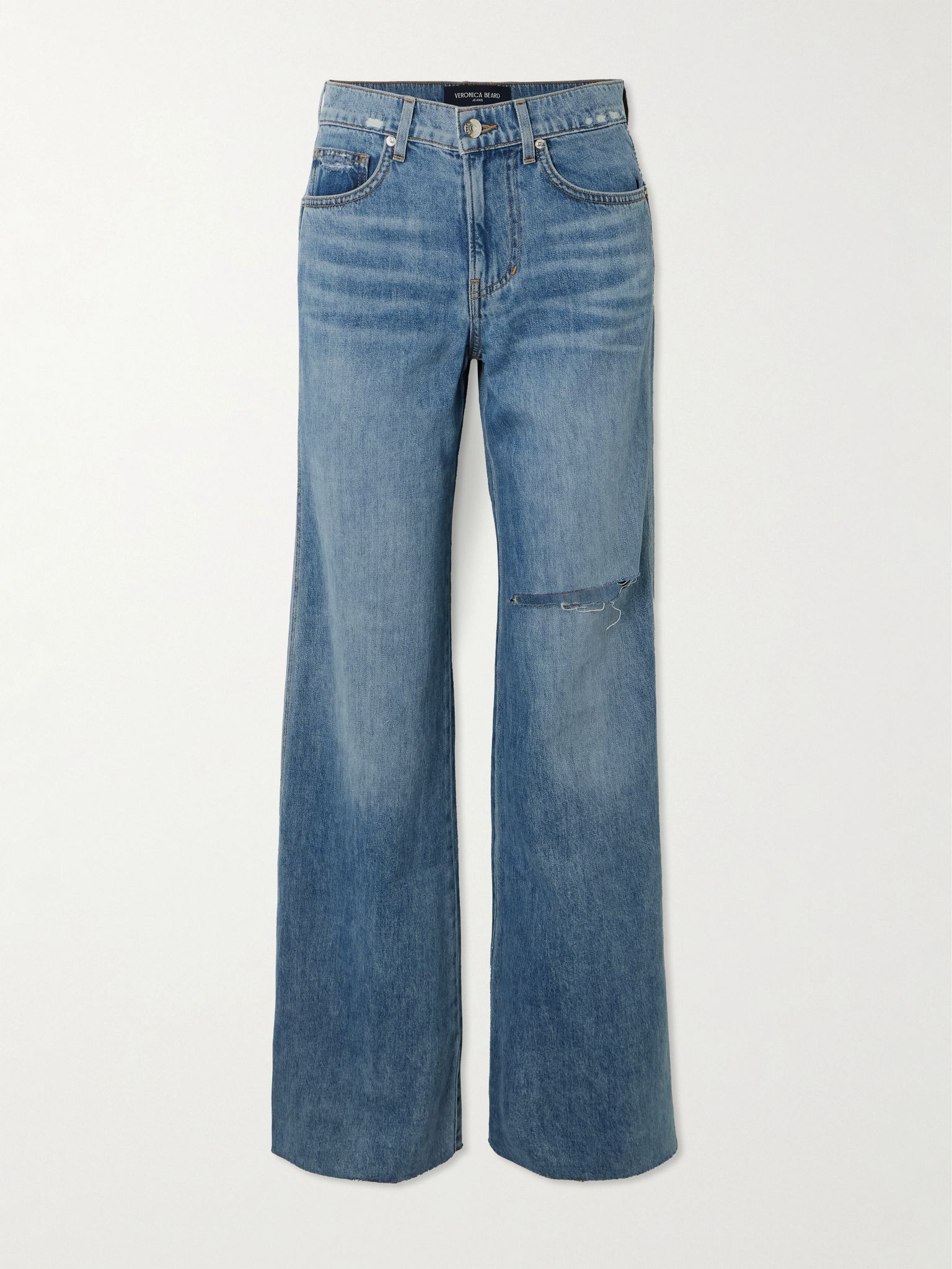 Kasey frayed mid-rise wide-leg jeans Light denim - 1