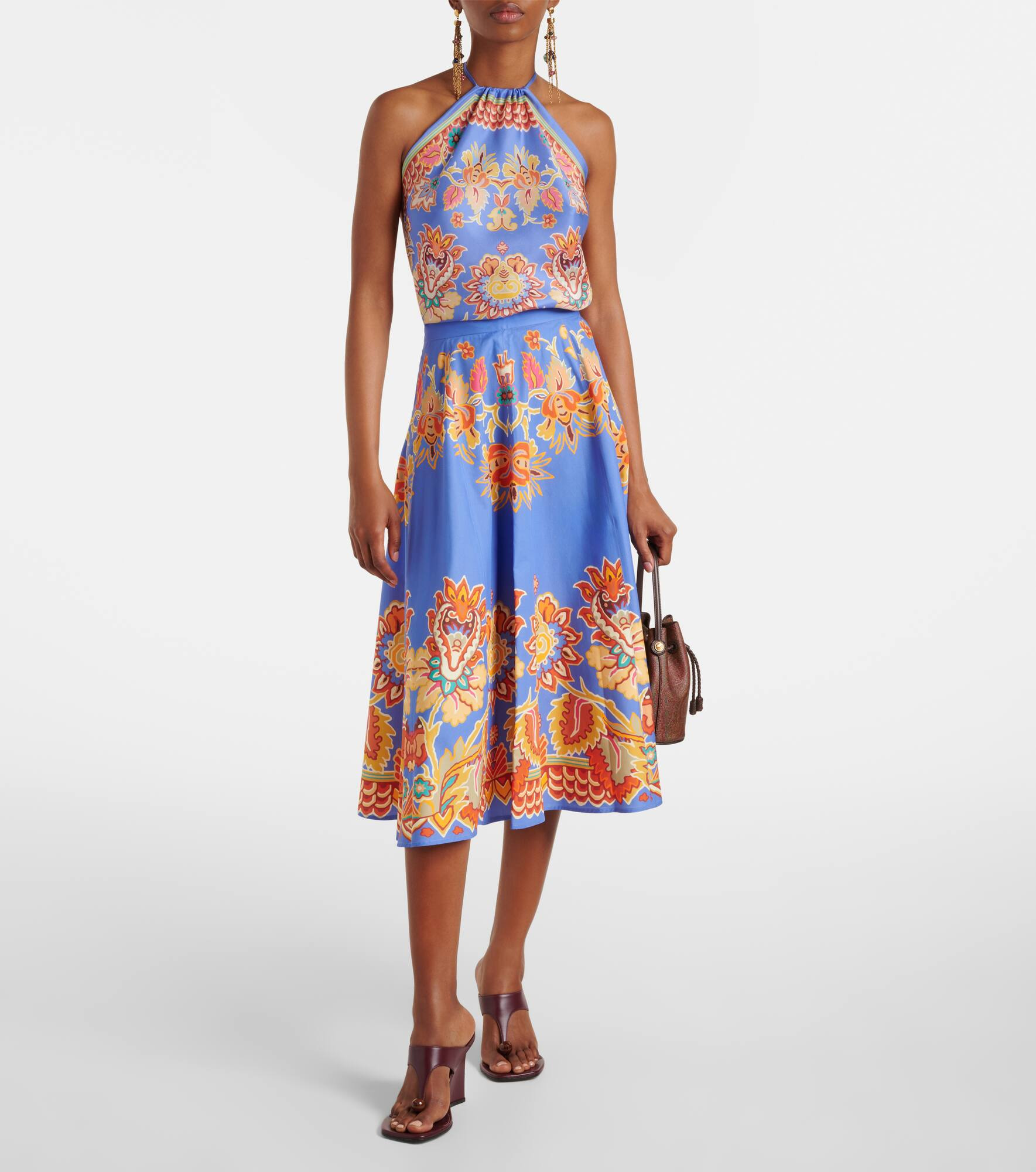 Printed cotton midi skirt - 2