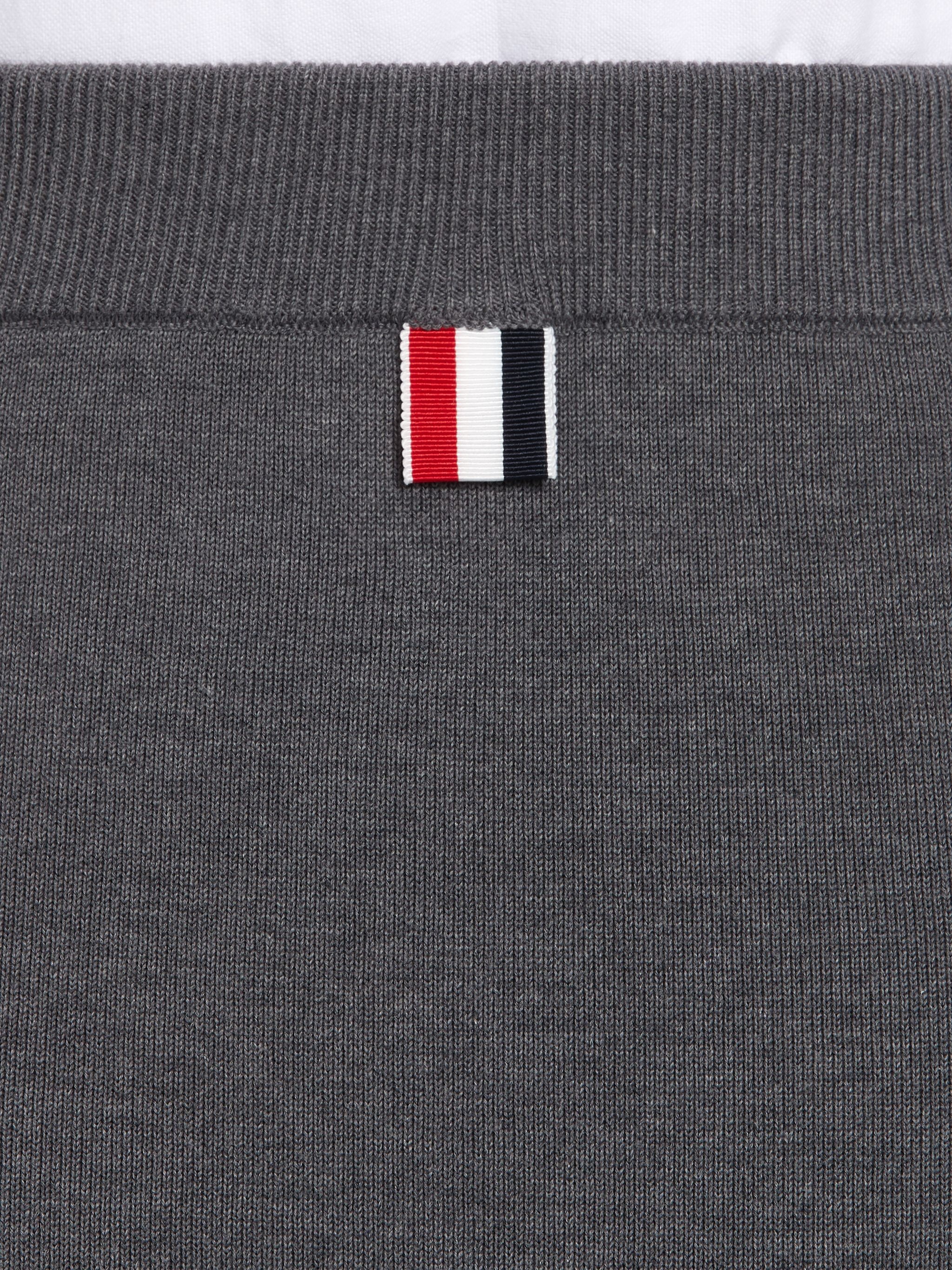 Medium Grey Double Face Cotton Striped Bow Pocket Pencil Skirt - 6
