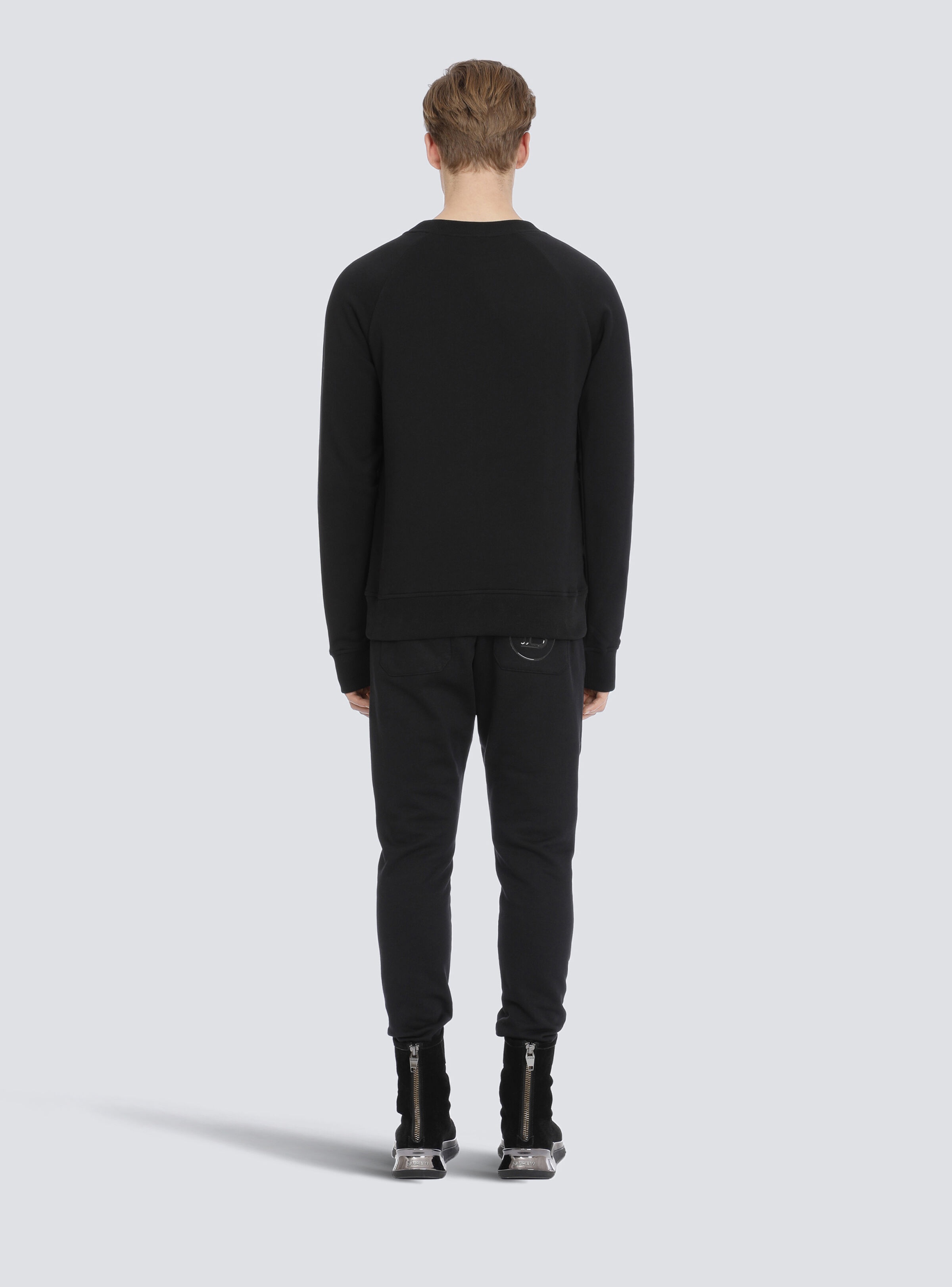 Eco-designed cotton sweatshirt with Balmain Paris logo print - 4