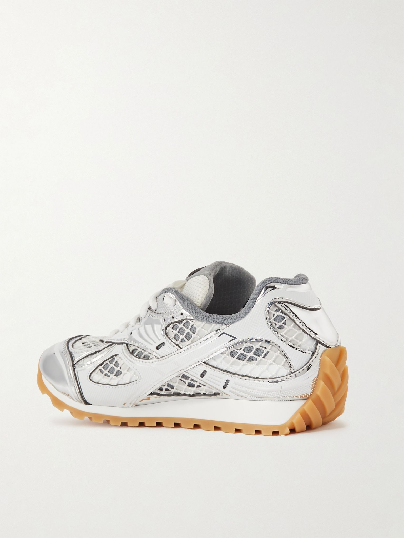 Orbit metallic rubber, mesh and fishnet sneakers White - 3