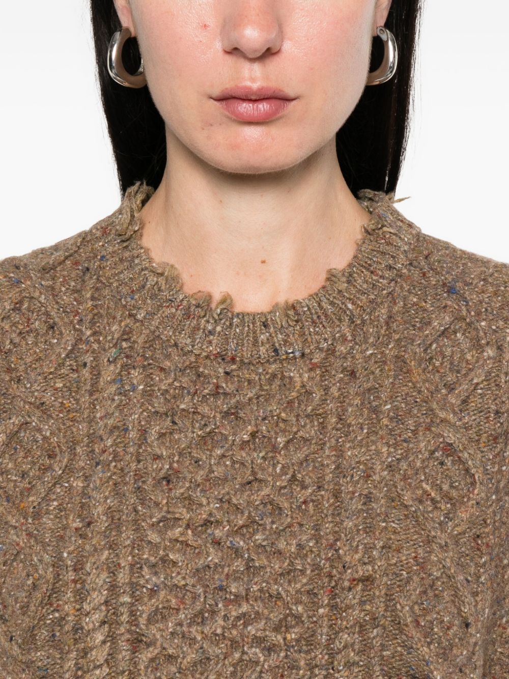 cable-knit frayed sweater - 5