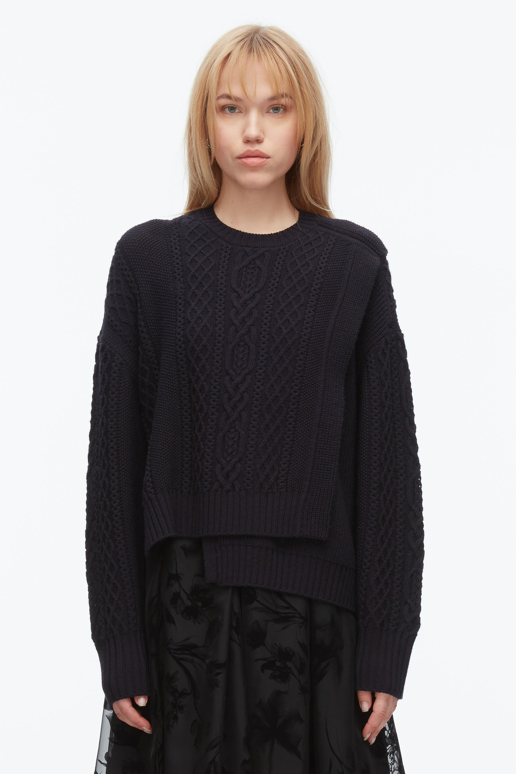 Cable Mix Double Layer Crewneck - 3