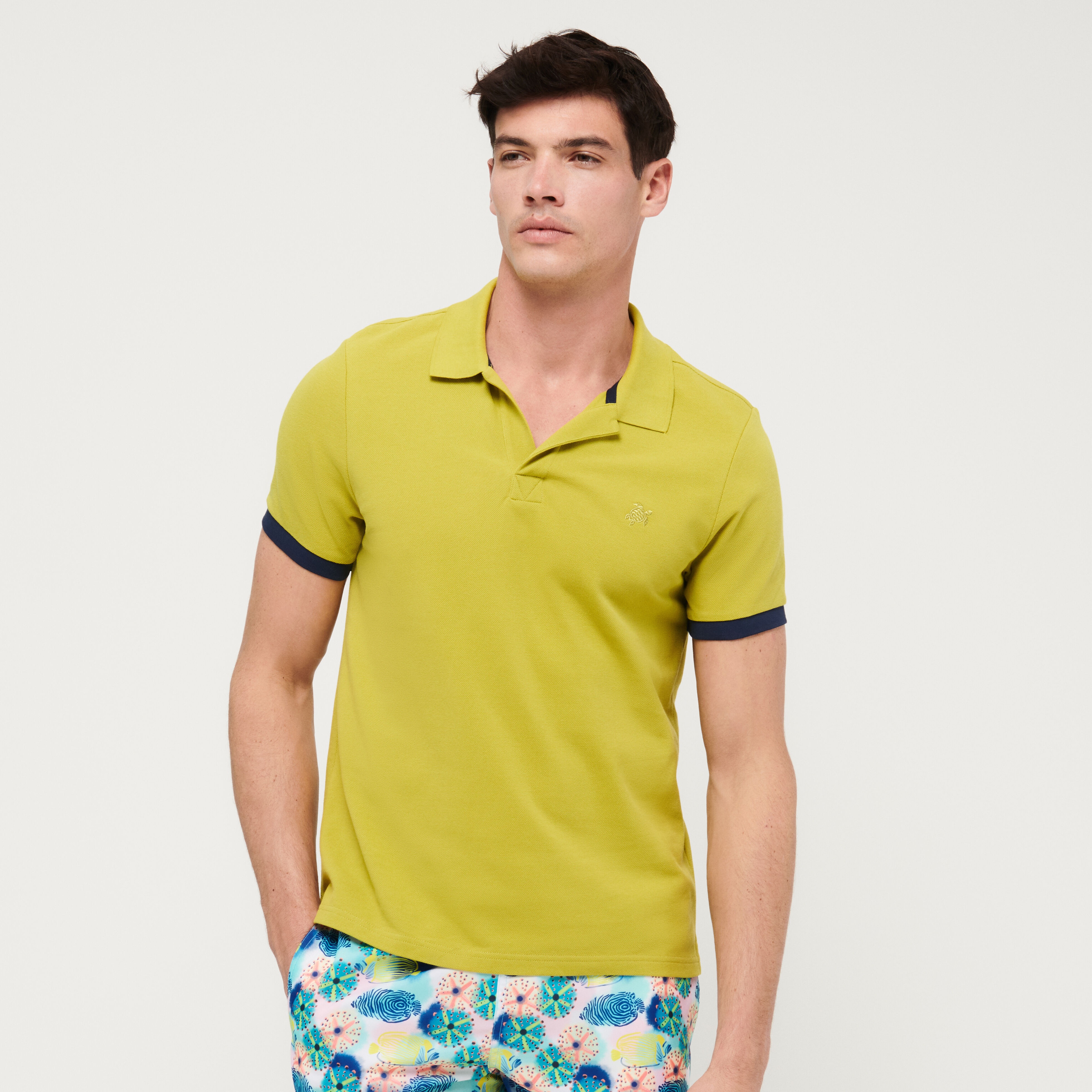 Men Cotton Pique Polo Shirt Solid - 3