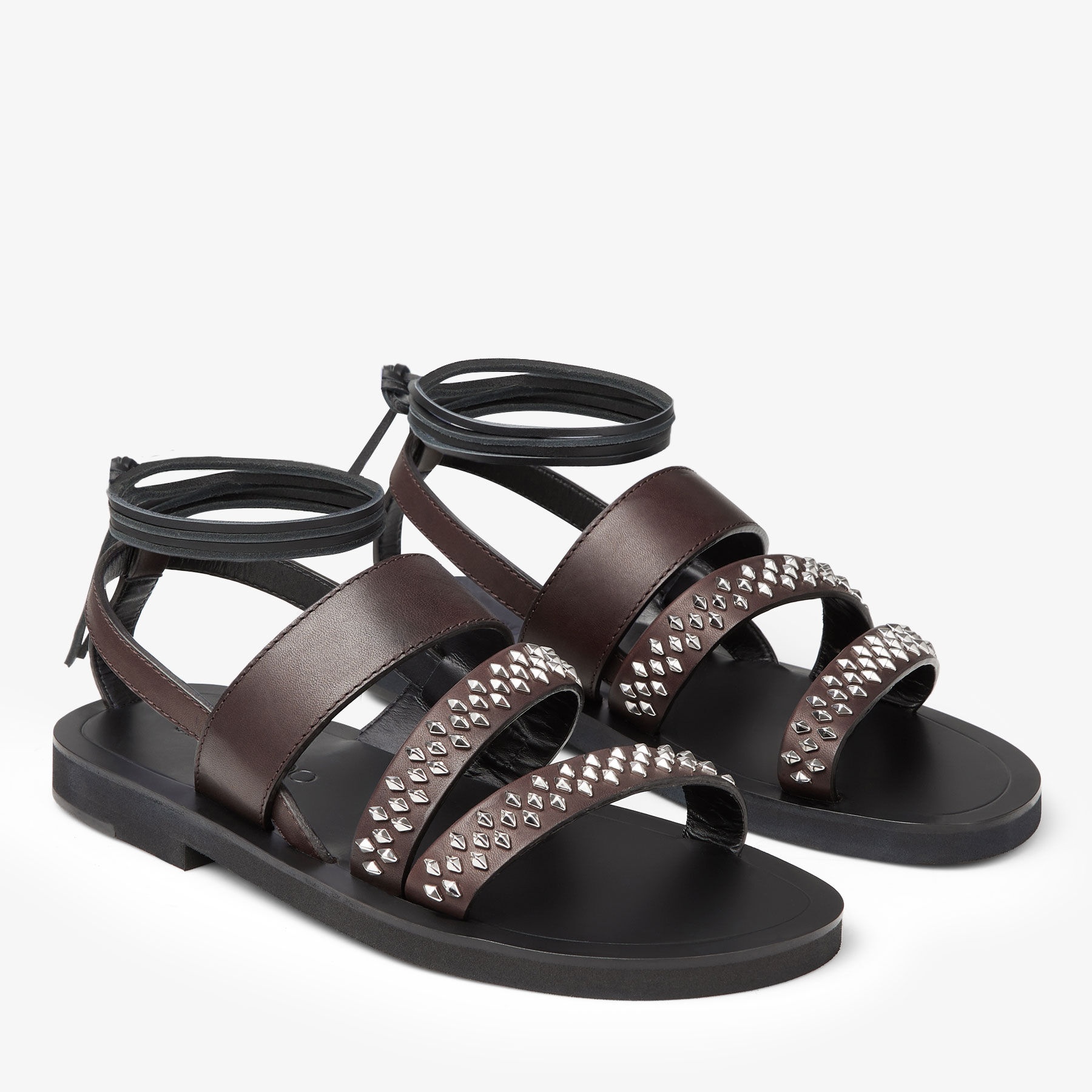 Asta Gladiator
Mocha Vachetta Leather Gladiator Sandals with Studs - 2