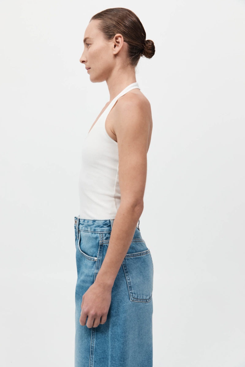 Rib Halter Top - White - 5