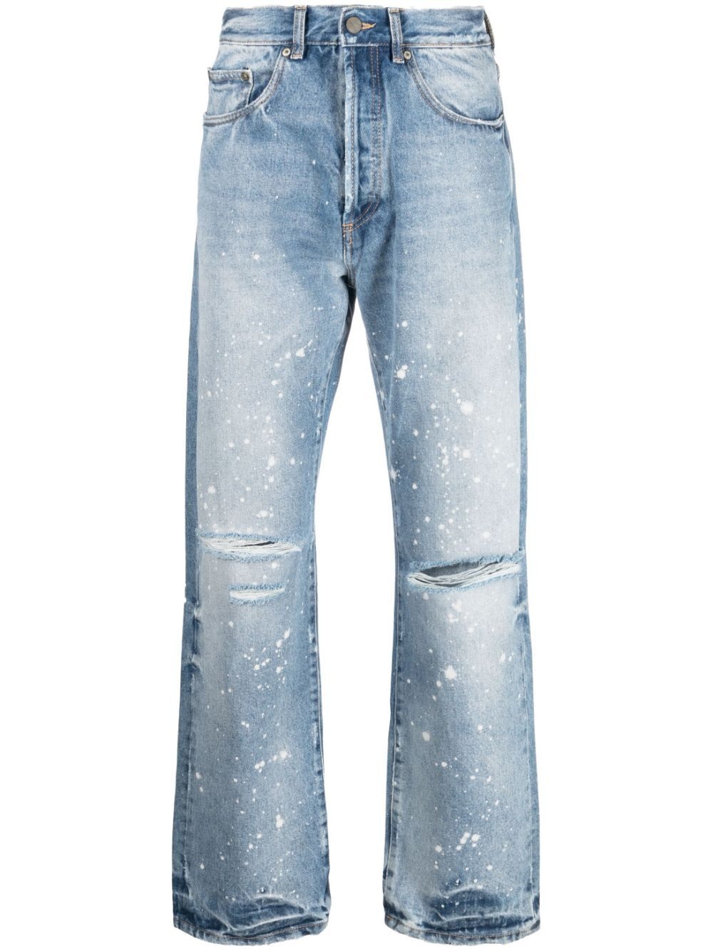 paint-splatter straight jeans - 1