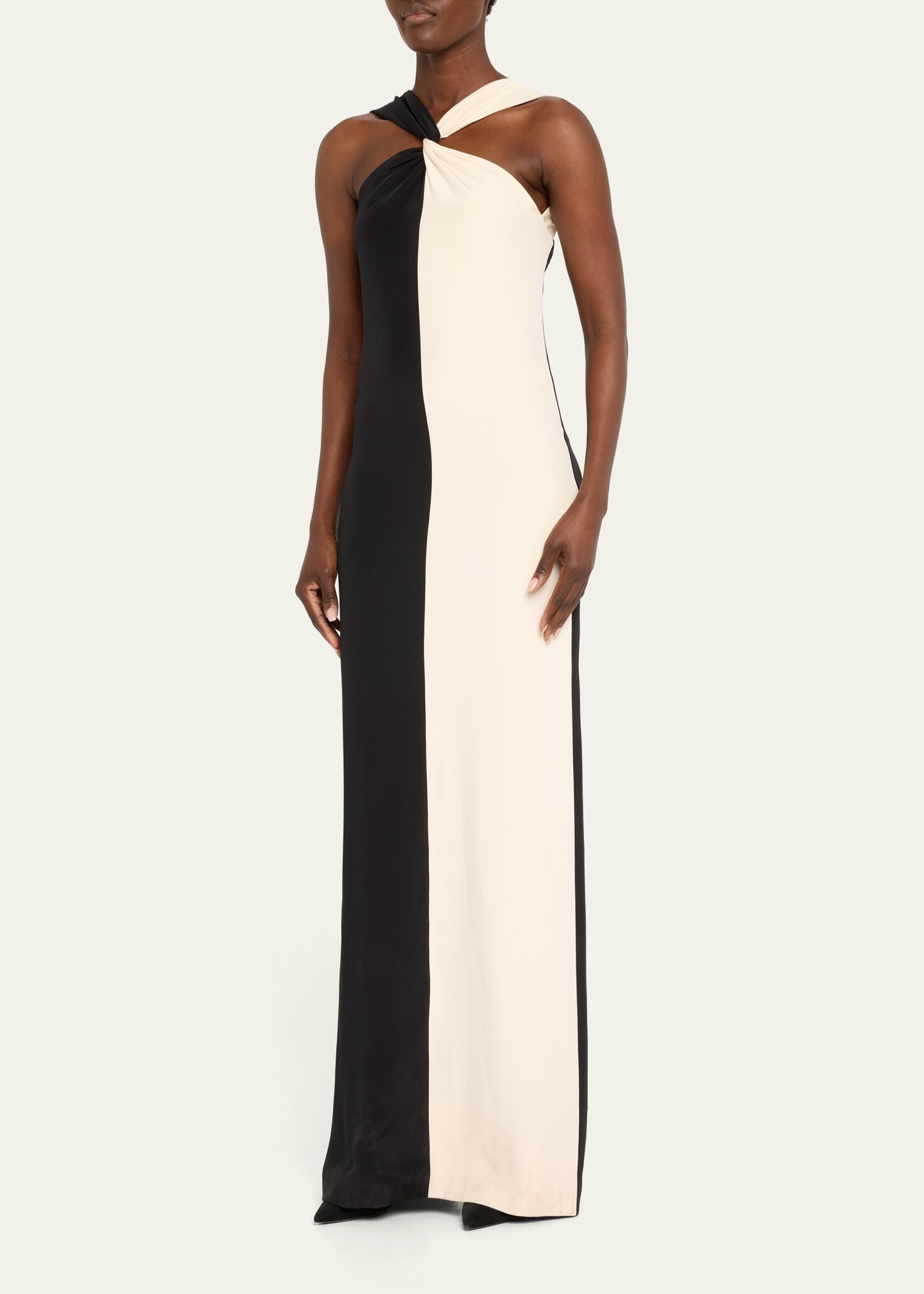 Contrast Silk Maxi Dress - 4