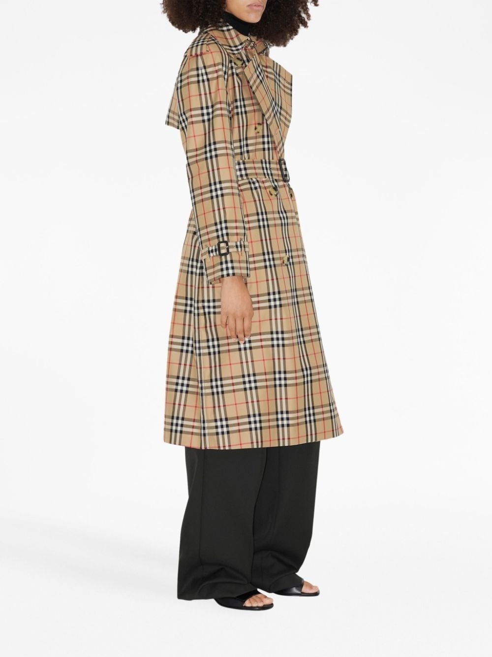 Vintage Check-print trench coat - 3