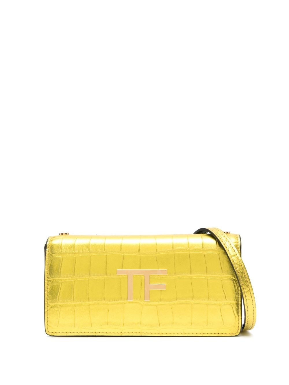 TF croc-embossed shoulder bag - 1