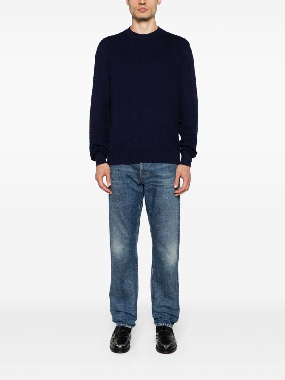 zigzag-woven cotton jumper - 2