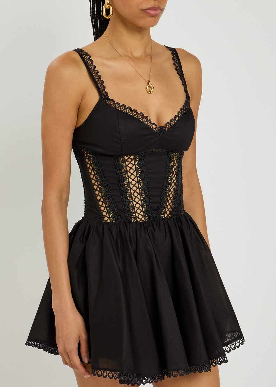 Charo Ruiz Ibiza Gardenia Lace-embellished Cotton-blend Mini Dress - 2
