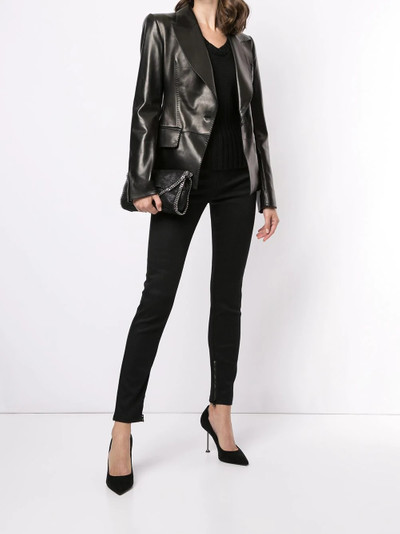 TOM FORD leather single-breasted blazer outlook