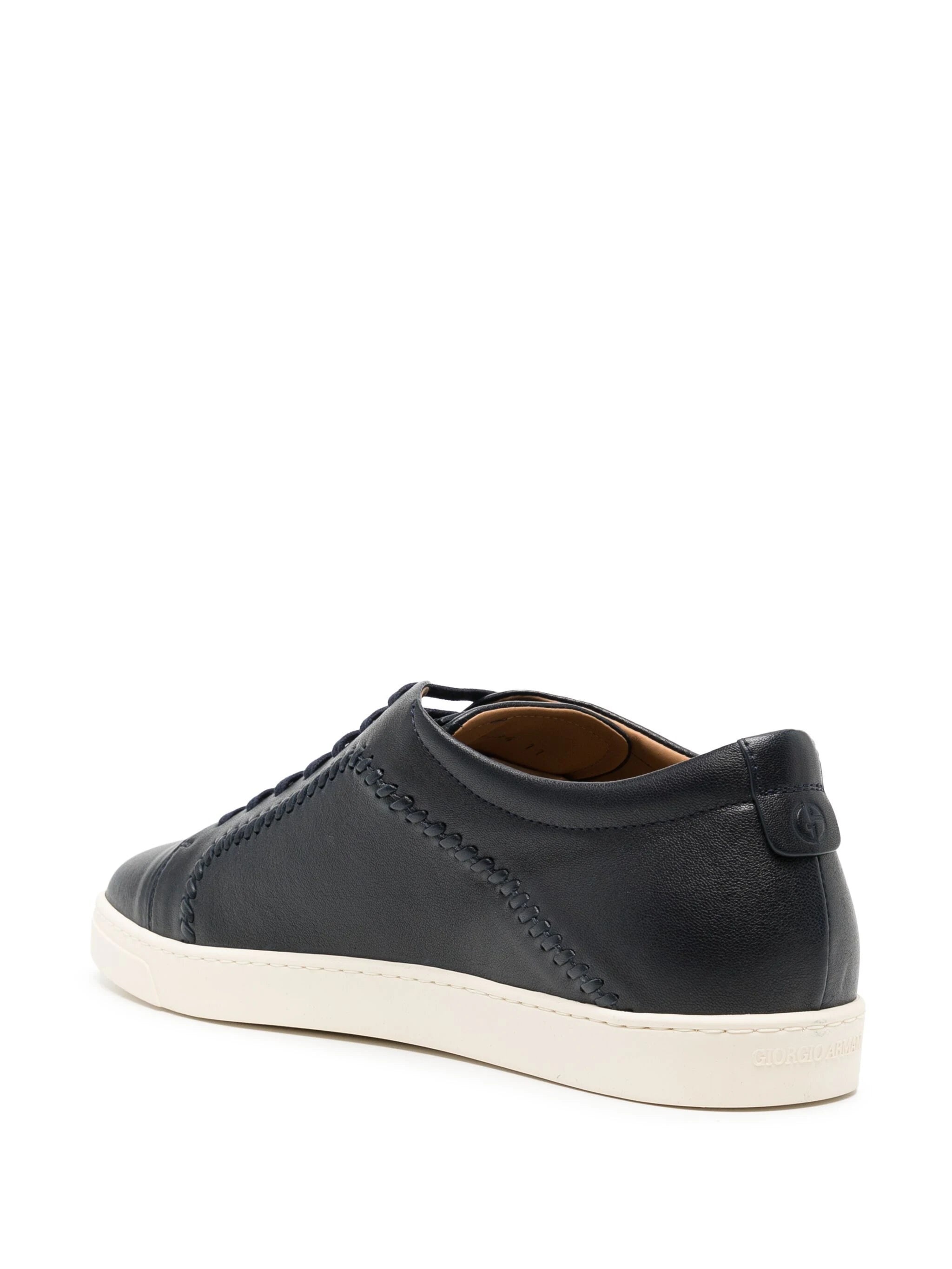 WHIPSTITCH-TRIM LEATHER SNEAKERS - 3