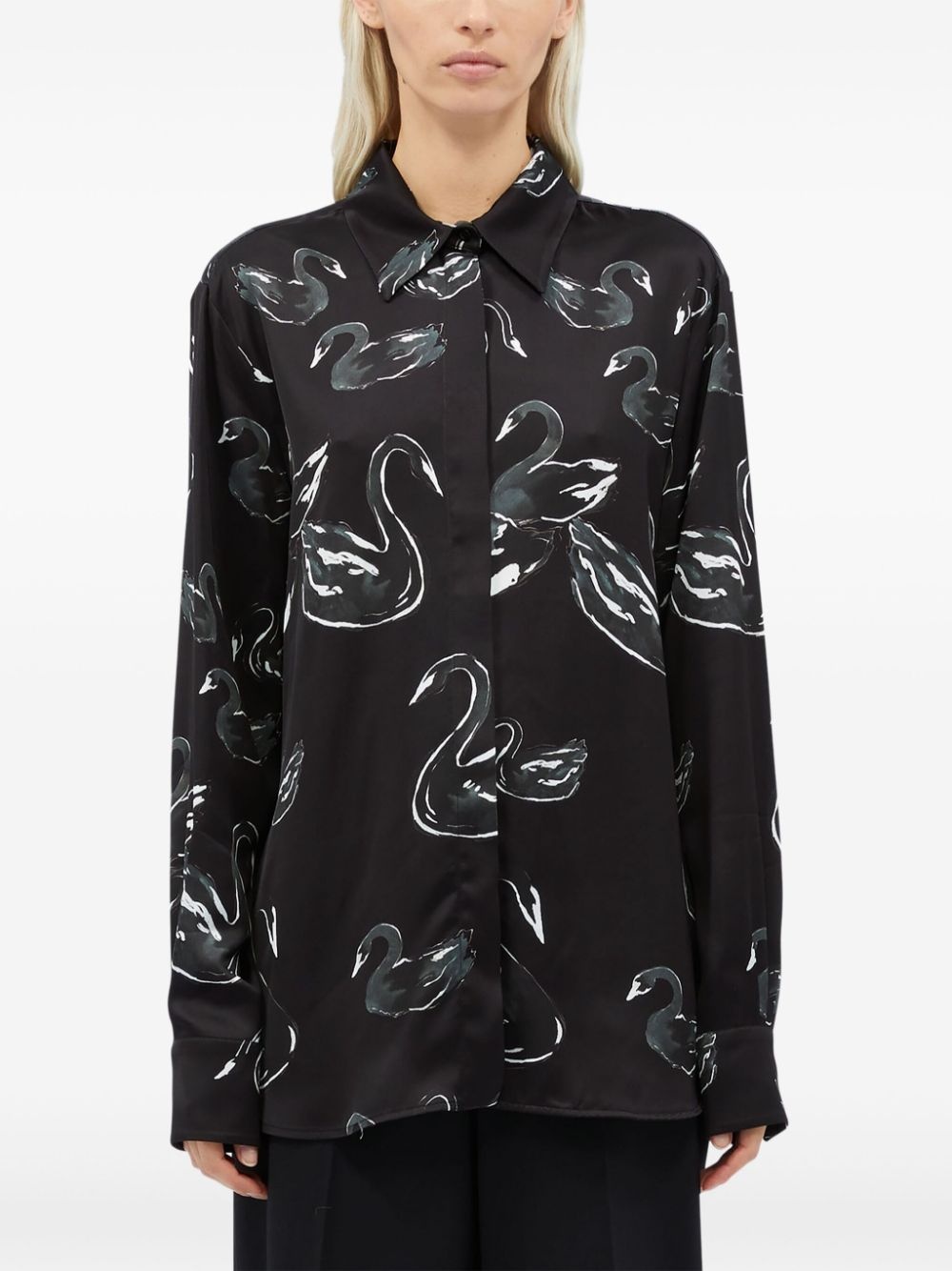 swan-print shirt - 3