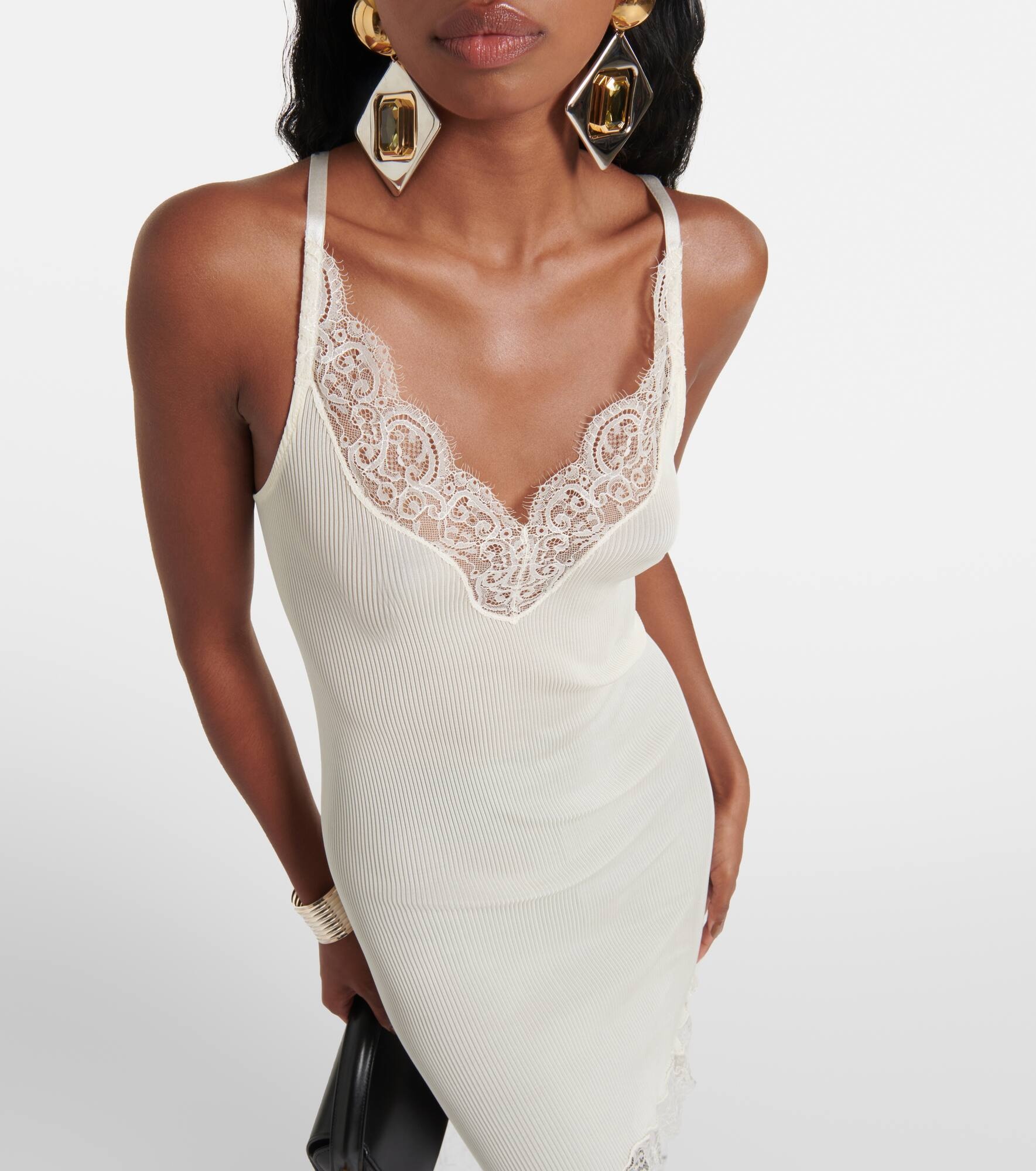 Lace-trimmed silk minidress - 7