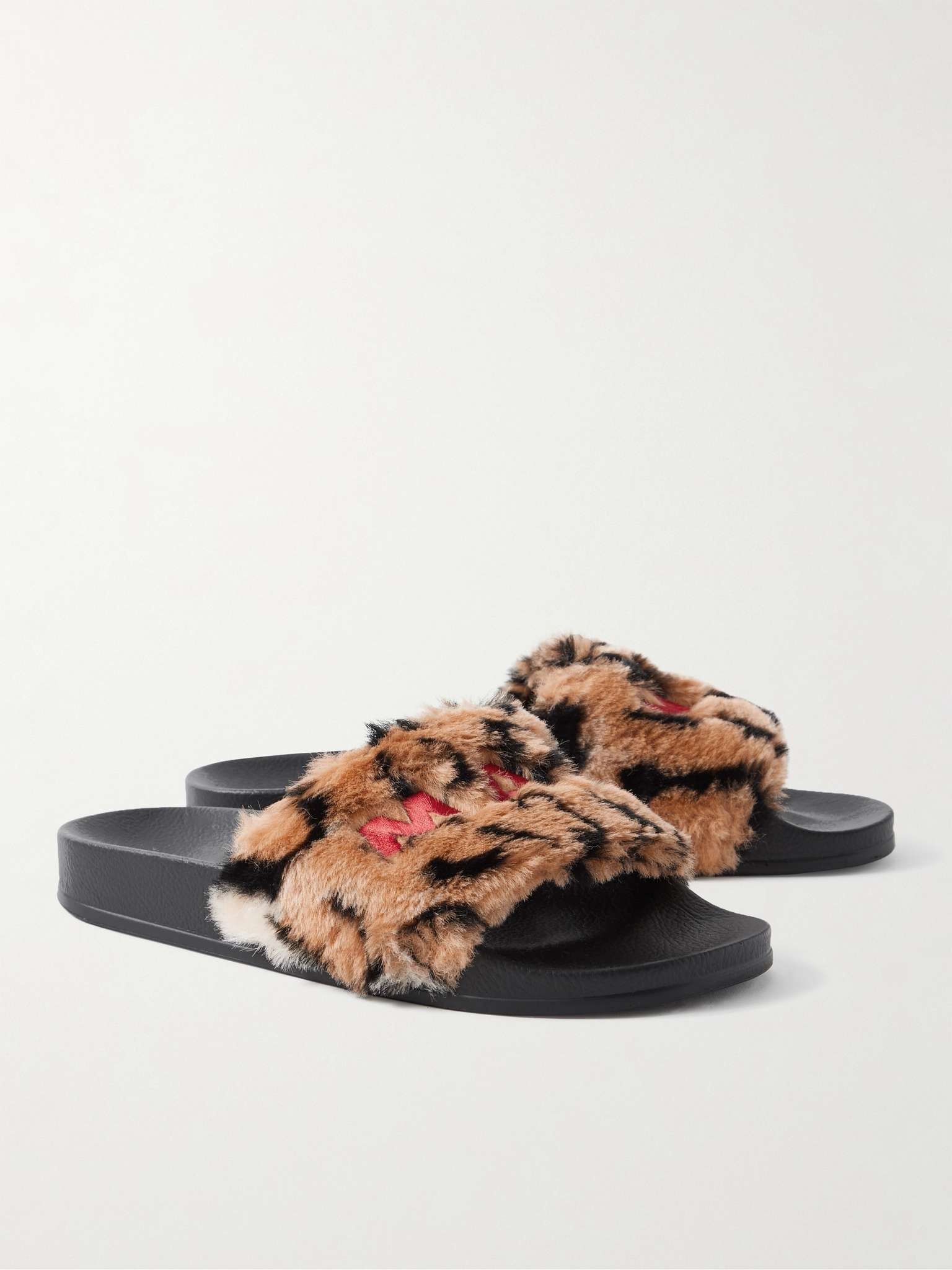 Logo-Embroidered Leopard-Print Faux Fur Slides - 4