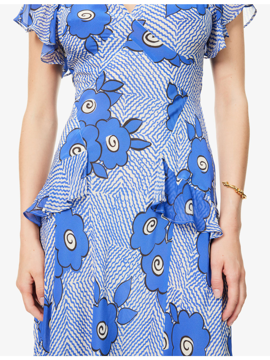 Evie Floral Silk Midi Dress - 5