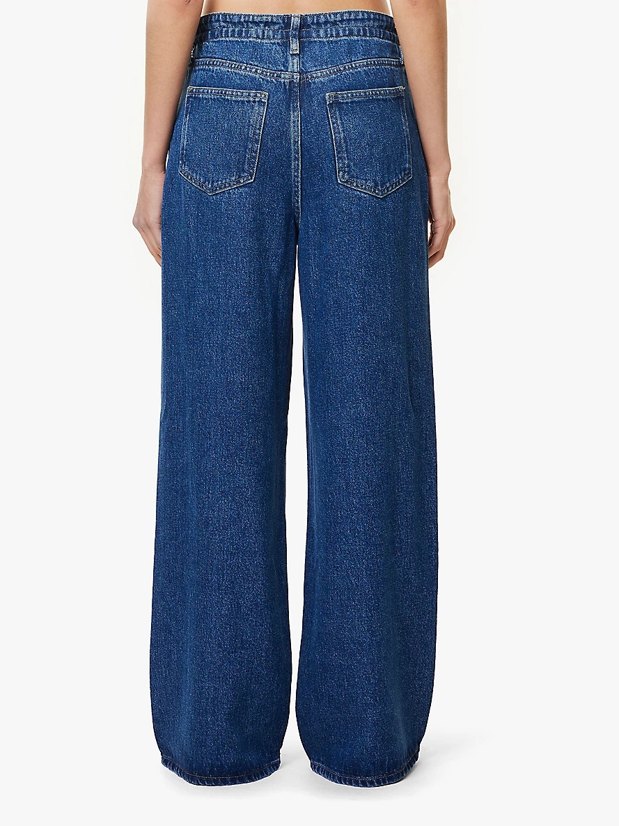 Patch-pocket wide-leg mid-rise denim jeans - 4