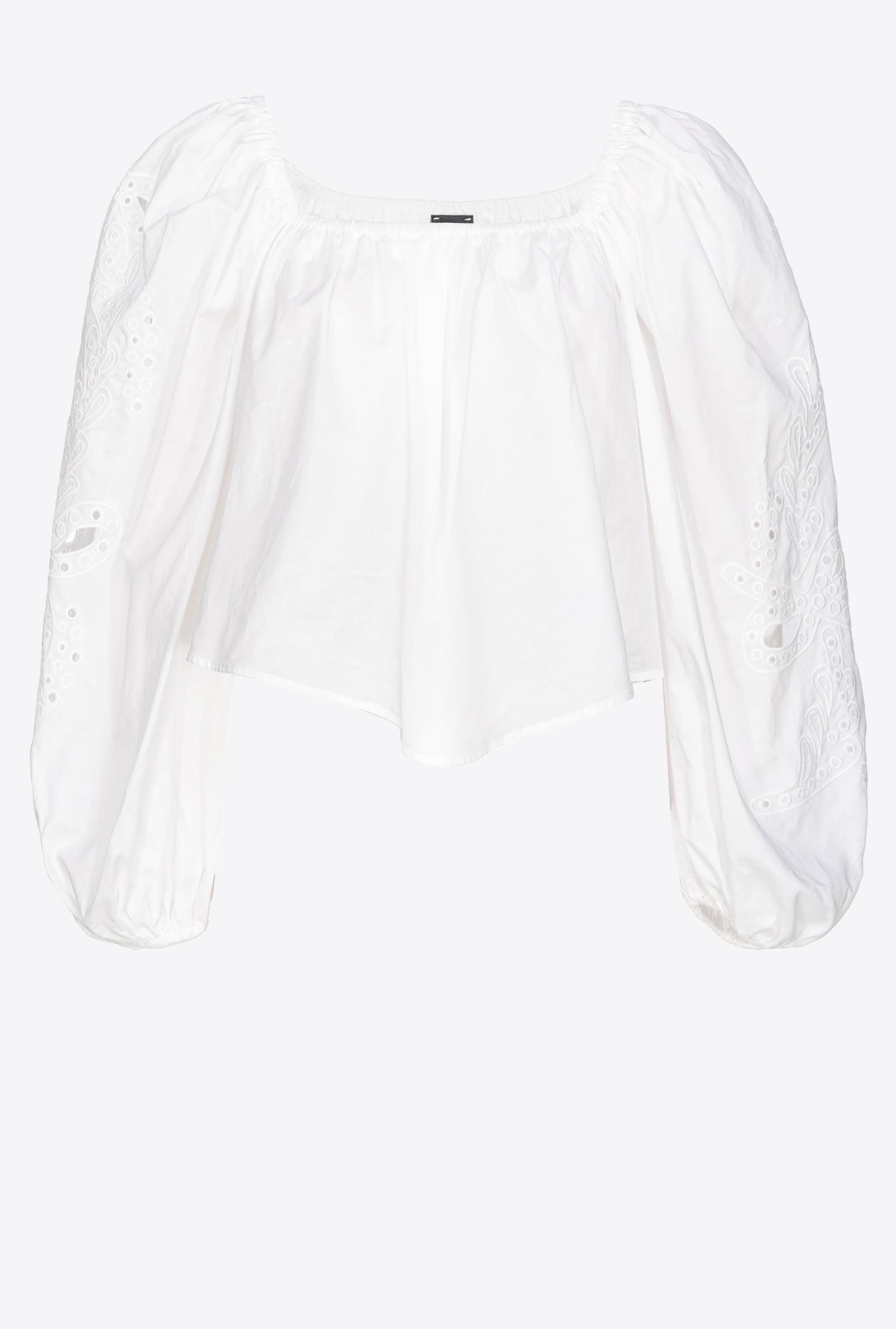 SHORT BLOUSE WITH BRODERIE ANGLAISE - 1