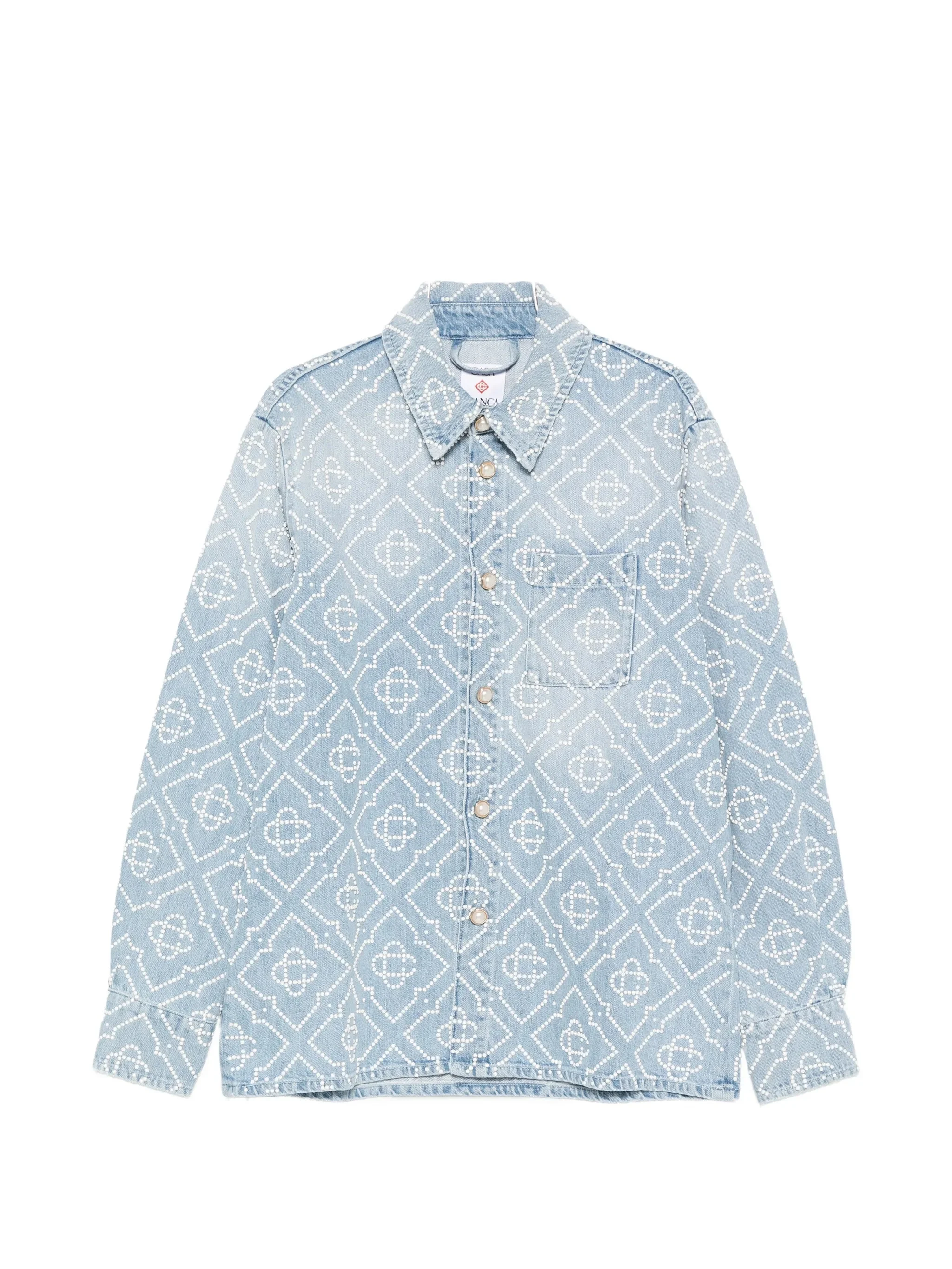 Casablanca Pearl-embellishment Denim Shirt - 1