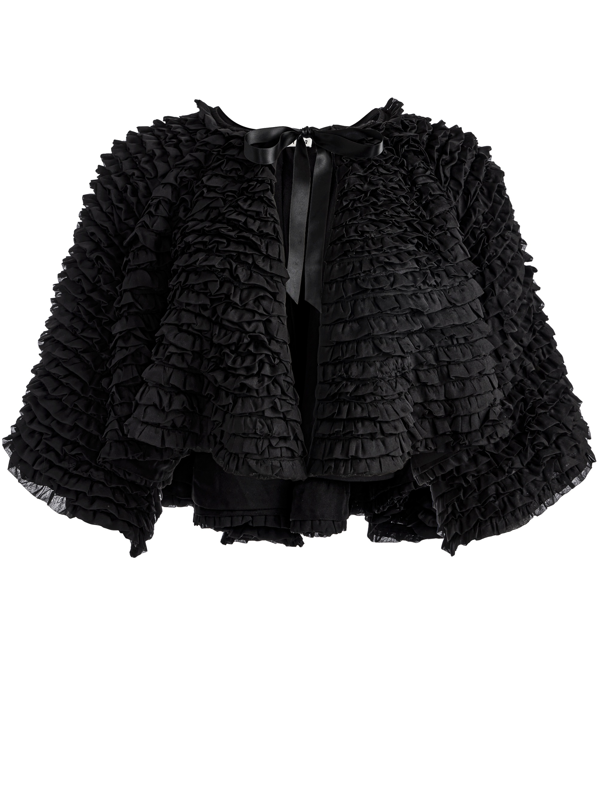 LOREE RUFFLE TIE FRONT CROPPED JACKET - 1