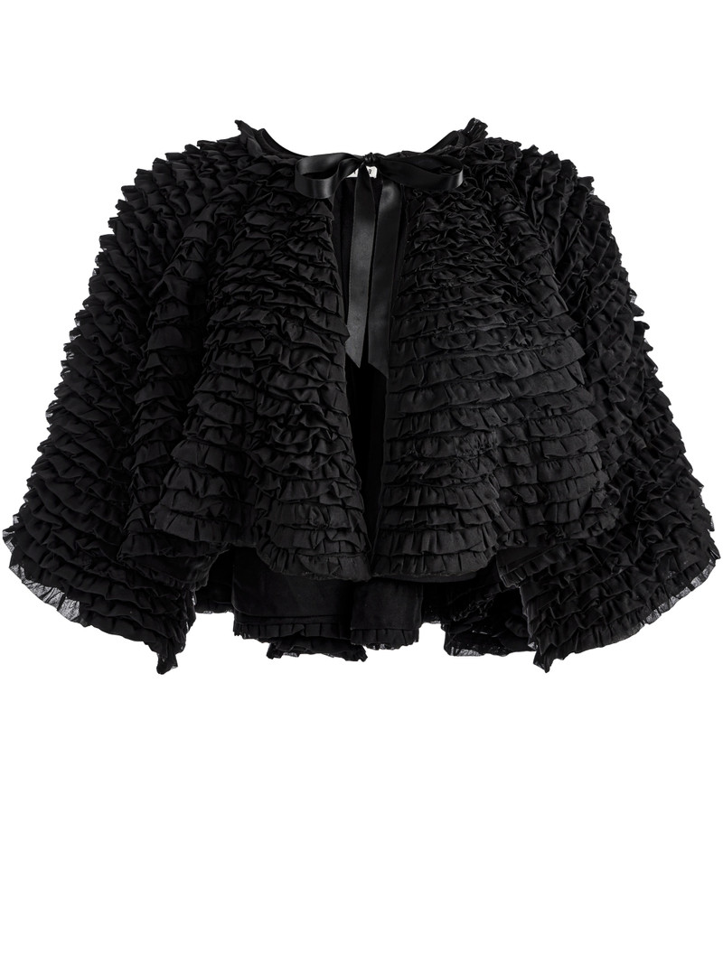 LOREE RUFFLE TIE FRONT CROPPED JACKET 1