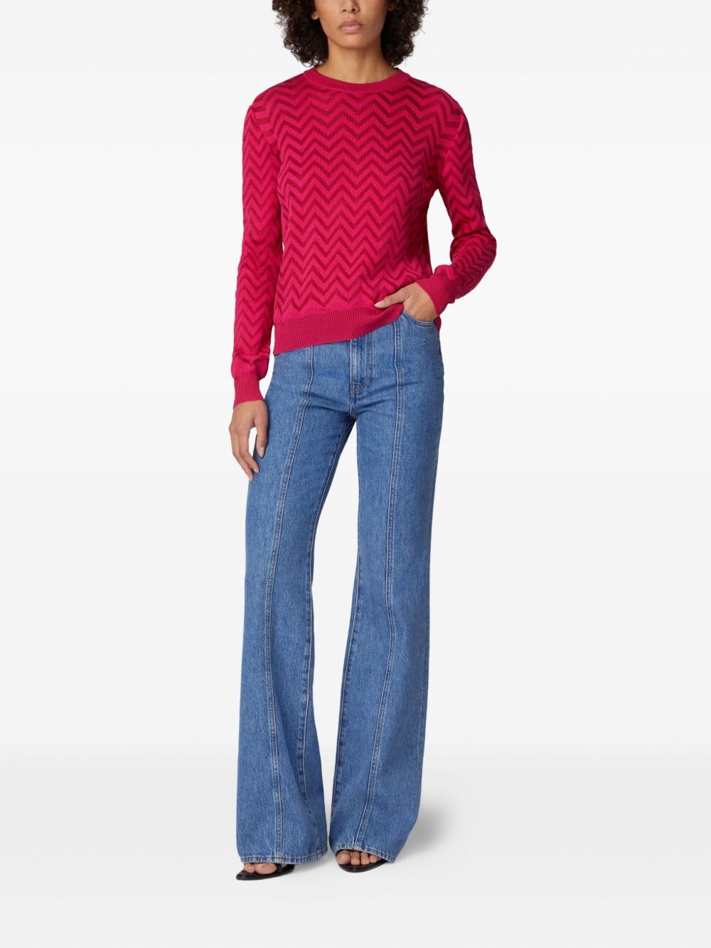 chevron crew-neck sweater - 2