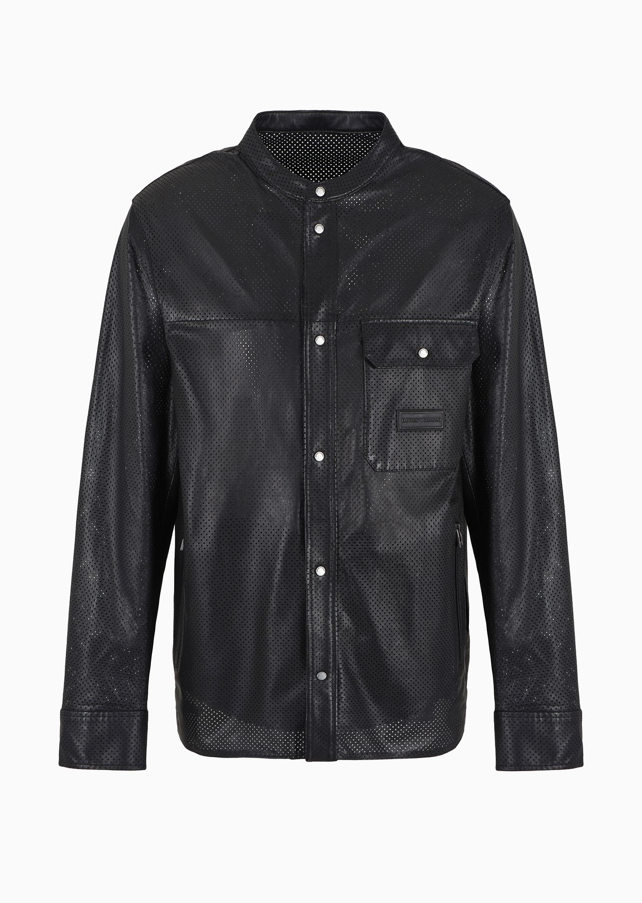 Shirt jacket in perforated, semi-aniline nappa lambskin - 1