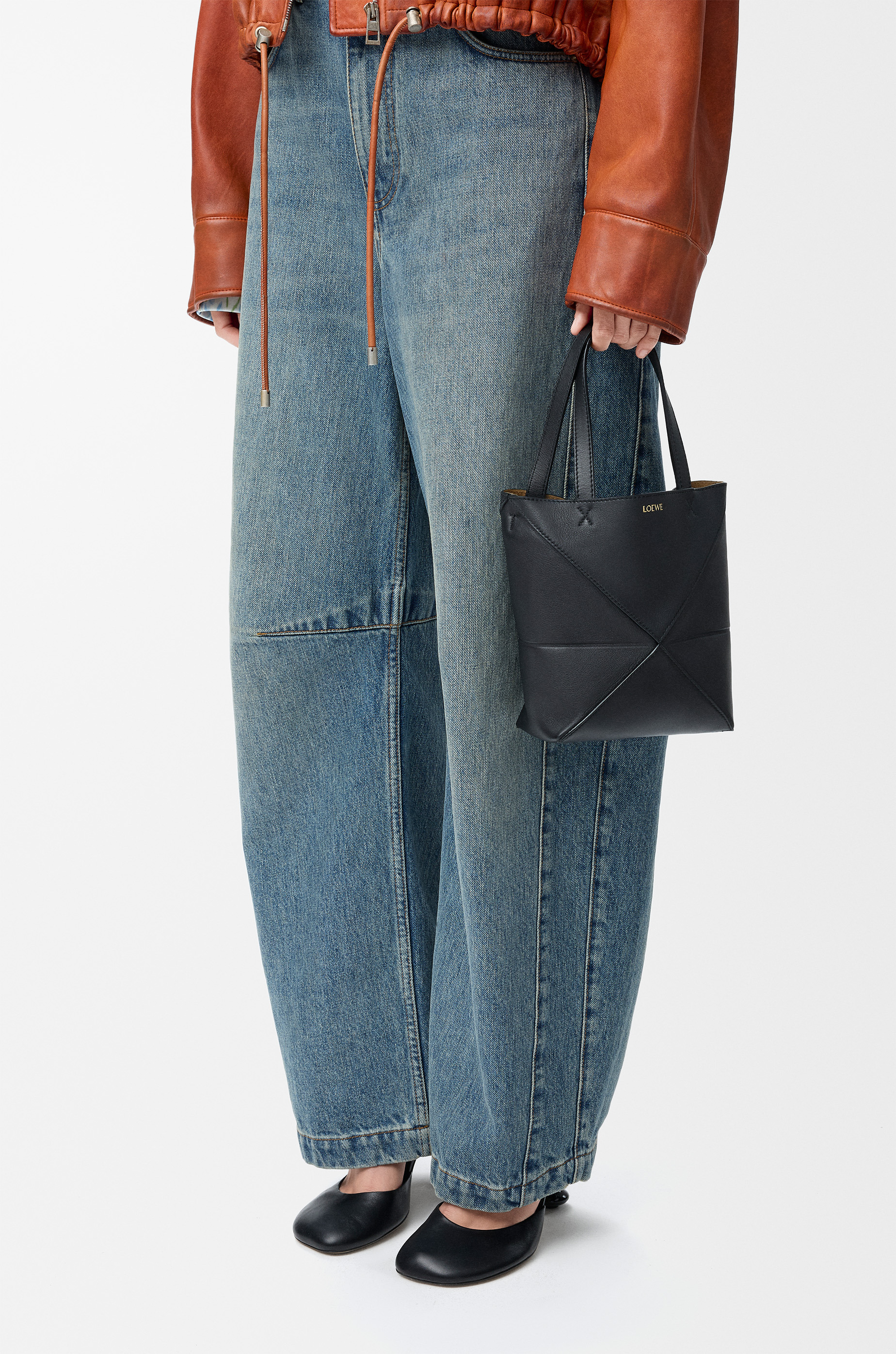 Mini Puzzle Fold Tote in shiny calfskin - 2