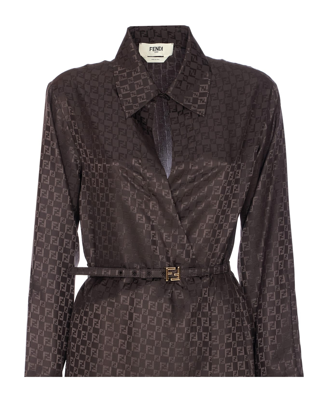 Midi Ff Motif Chemisier Dress - 4