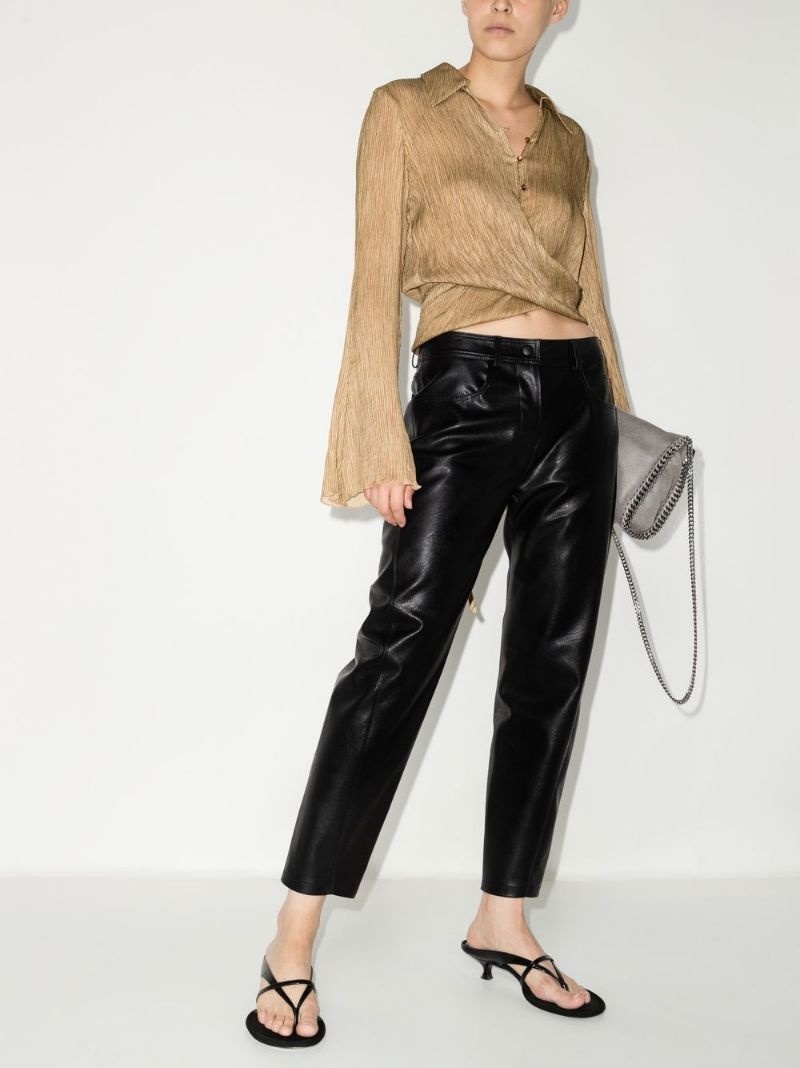 straight-leg faux-leather trousers - 4