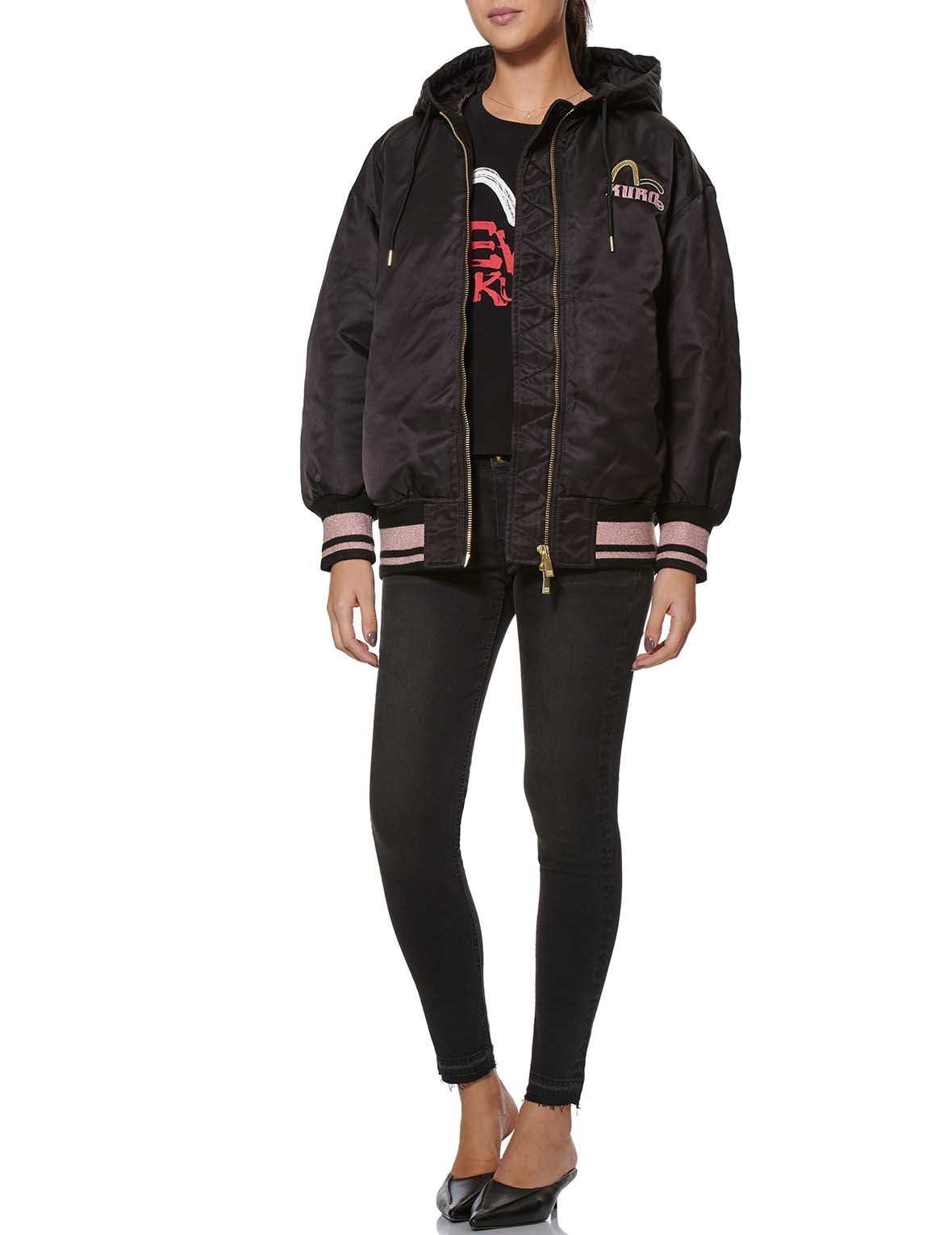 Floral and Kamon Embroidered Down Jacket - 4