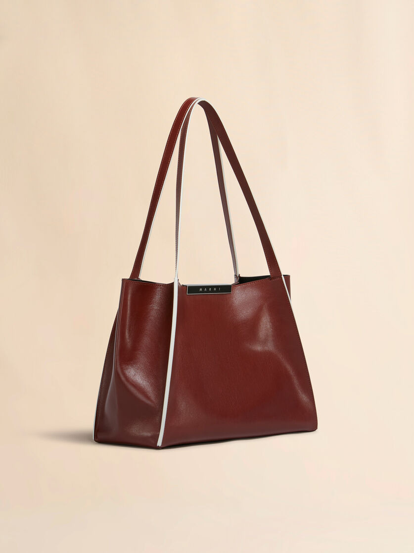BROWN LEATHER CRESTA E/W SMALL TOTE BAG - 6