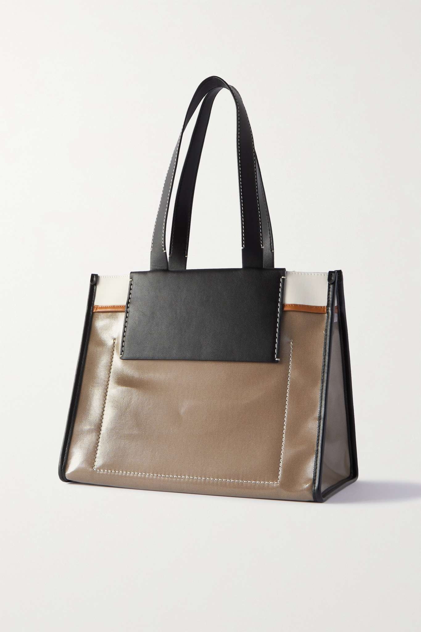 Large Morris leather-trimmed coated-canvas tote - 3