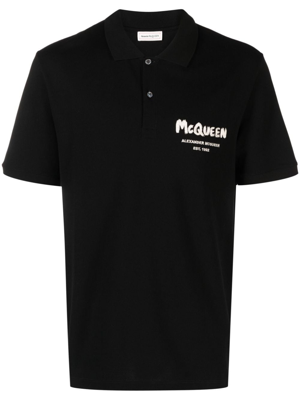 Graffiti logo-embroidered polo shirt - 1