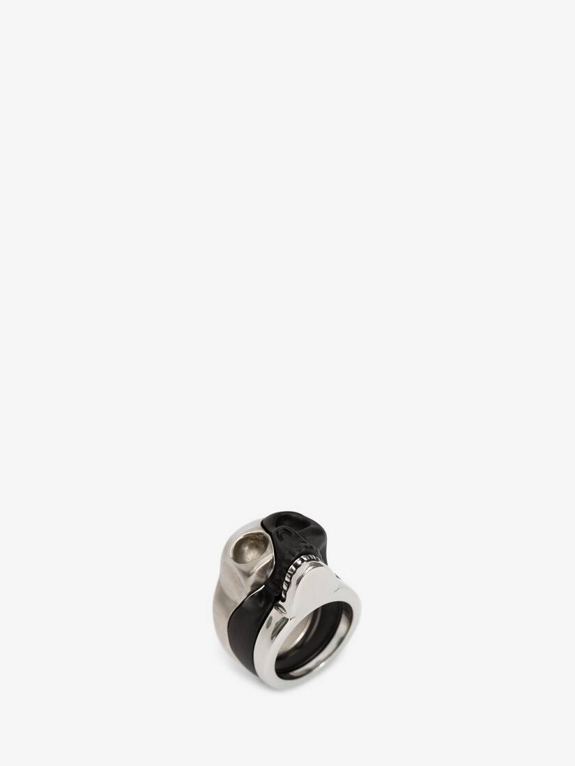 Divided Skull Ring in Antique Silver - 2
