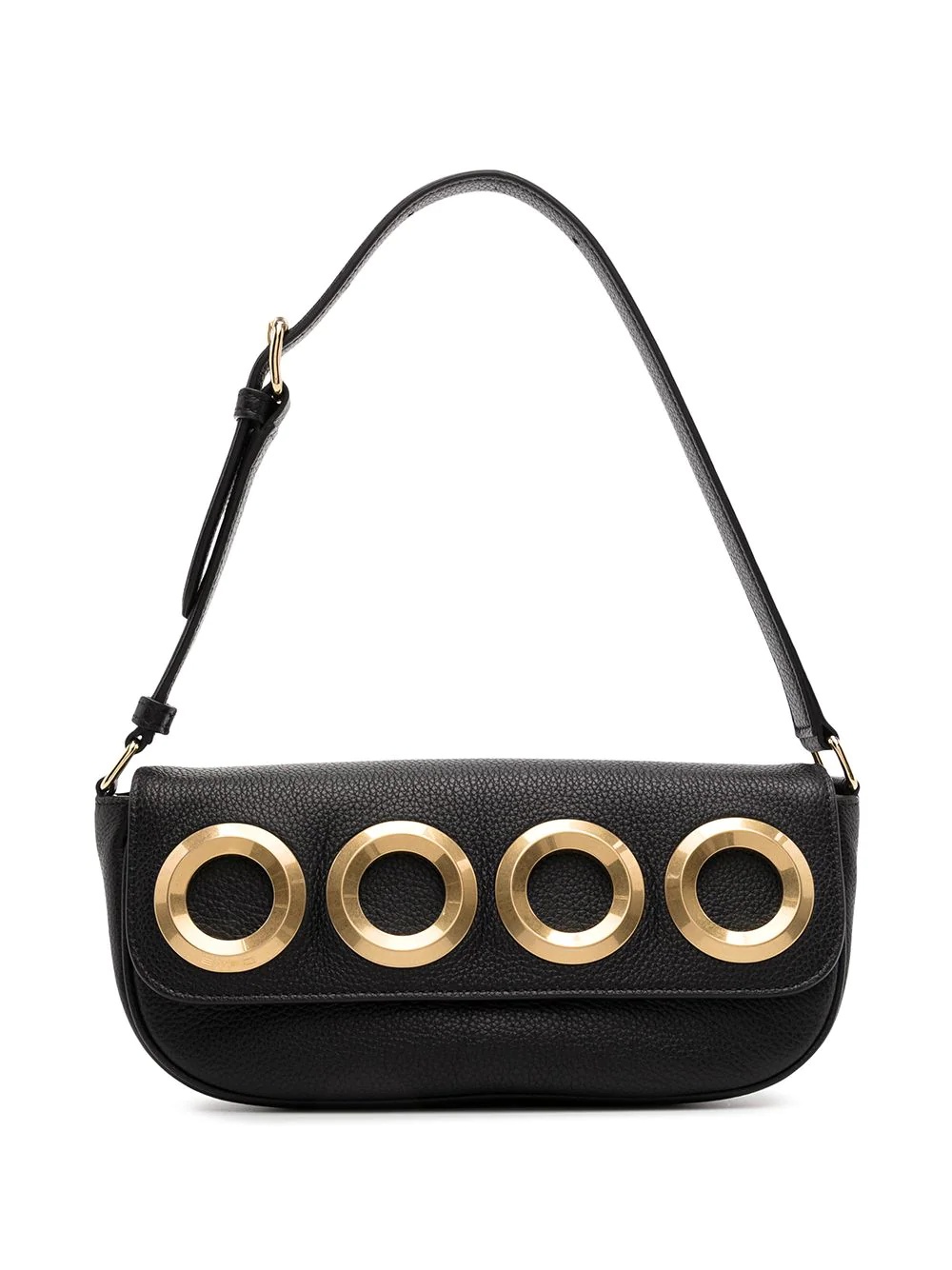 ring-detail leather shoulder bag - 1