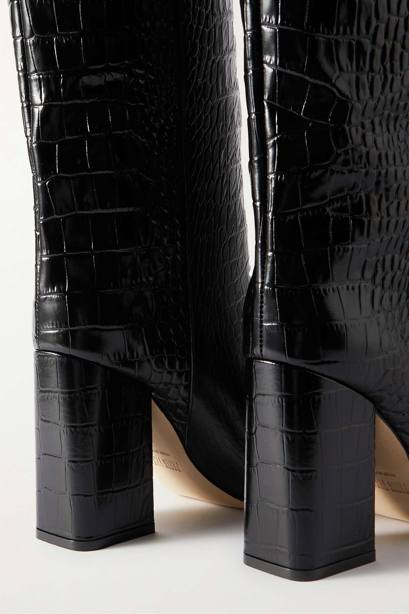 Anja croc-effect leather knee boots Black - 4