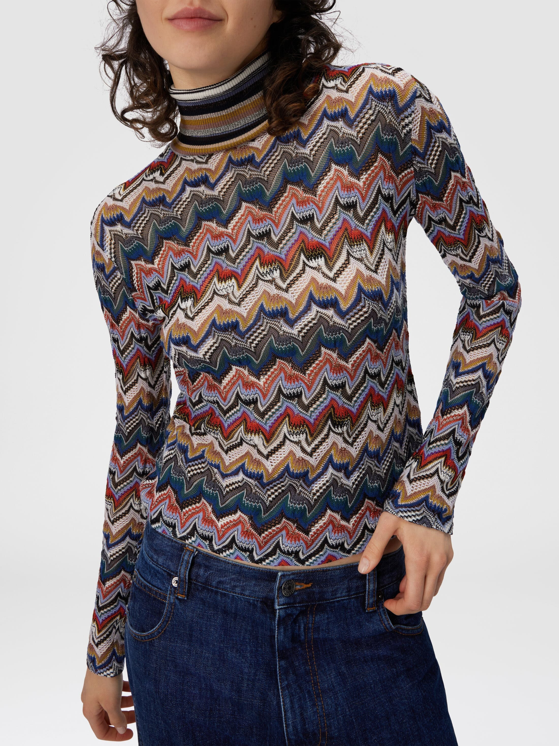 Missoni Slim Fit High-neck Sweater In Embroidered Lace in Multicoloured at Nordstrom - 4