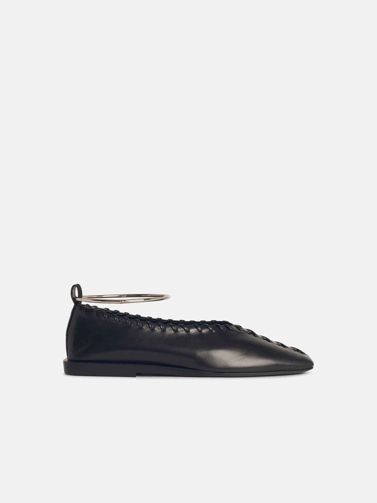 BLACK LEATHER BALLET FLATS - 1