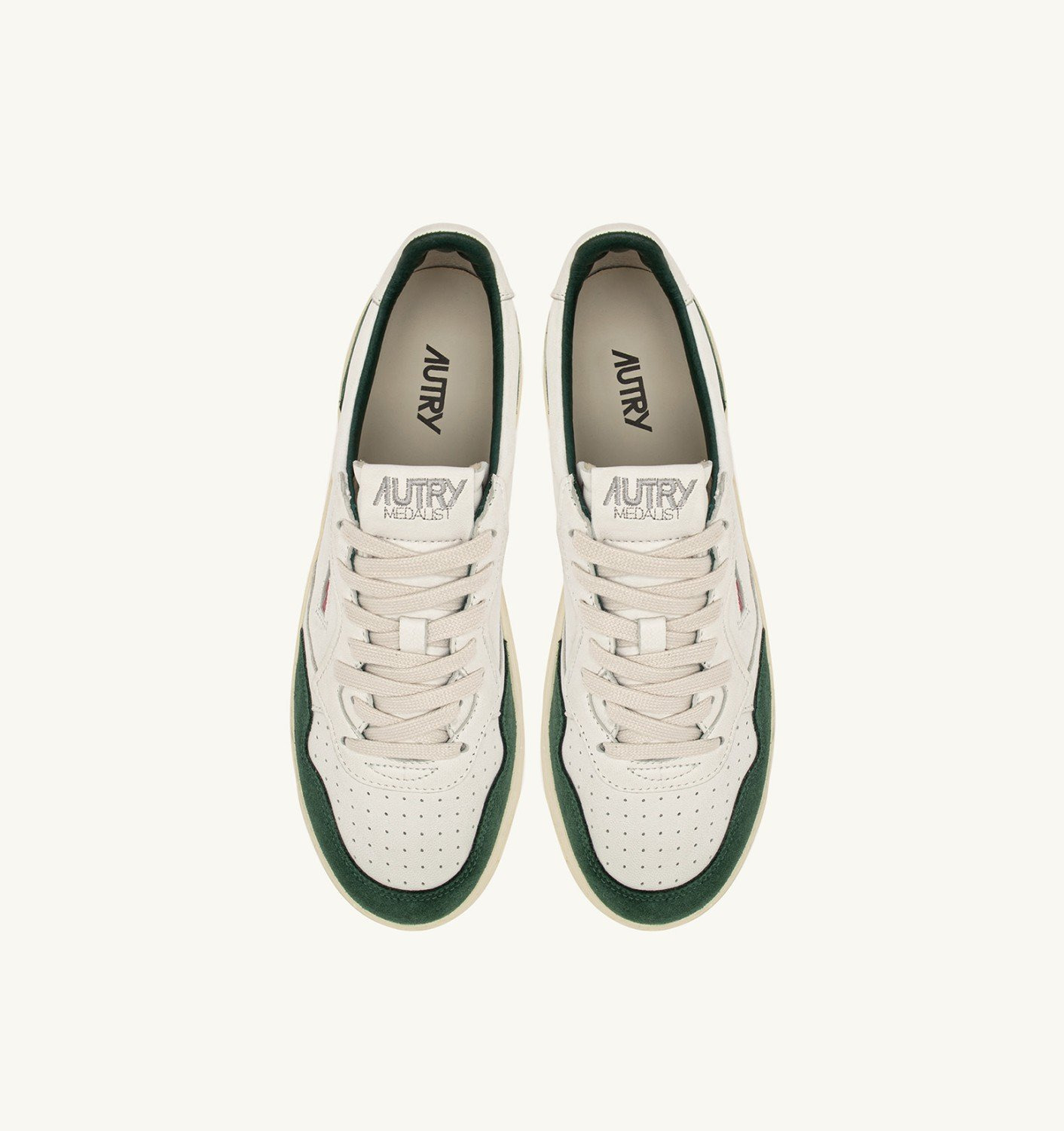 MEDALIST LOW SNEAKERS IN WHITE LEATHER AND BOTTLE GREEN SUEDE - 5