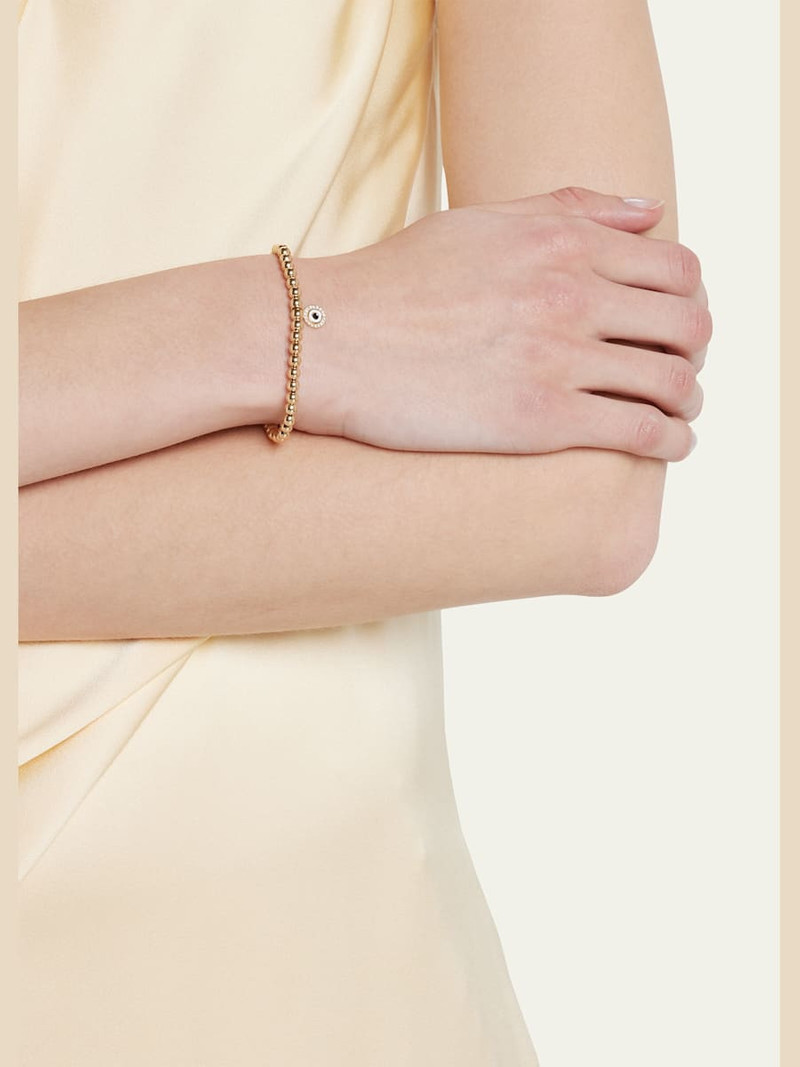 SYDNEY EVAN 14k Gold 4mm Bead & Diamond Evil Eye Bracelet outlook