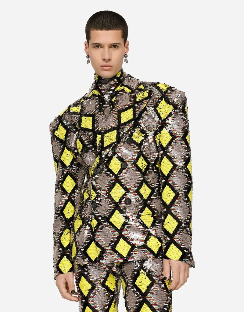 Double-breasted jacket with sequined diamond-design 3