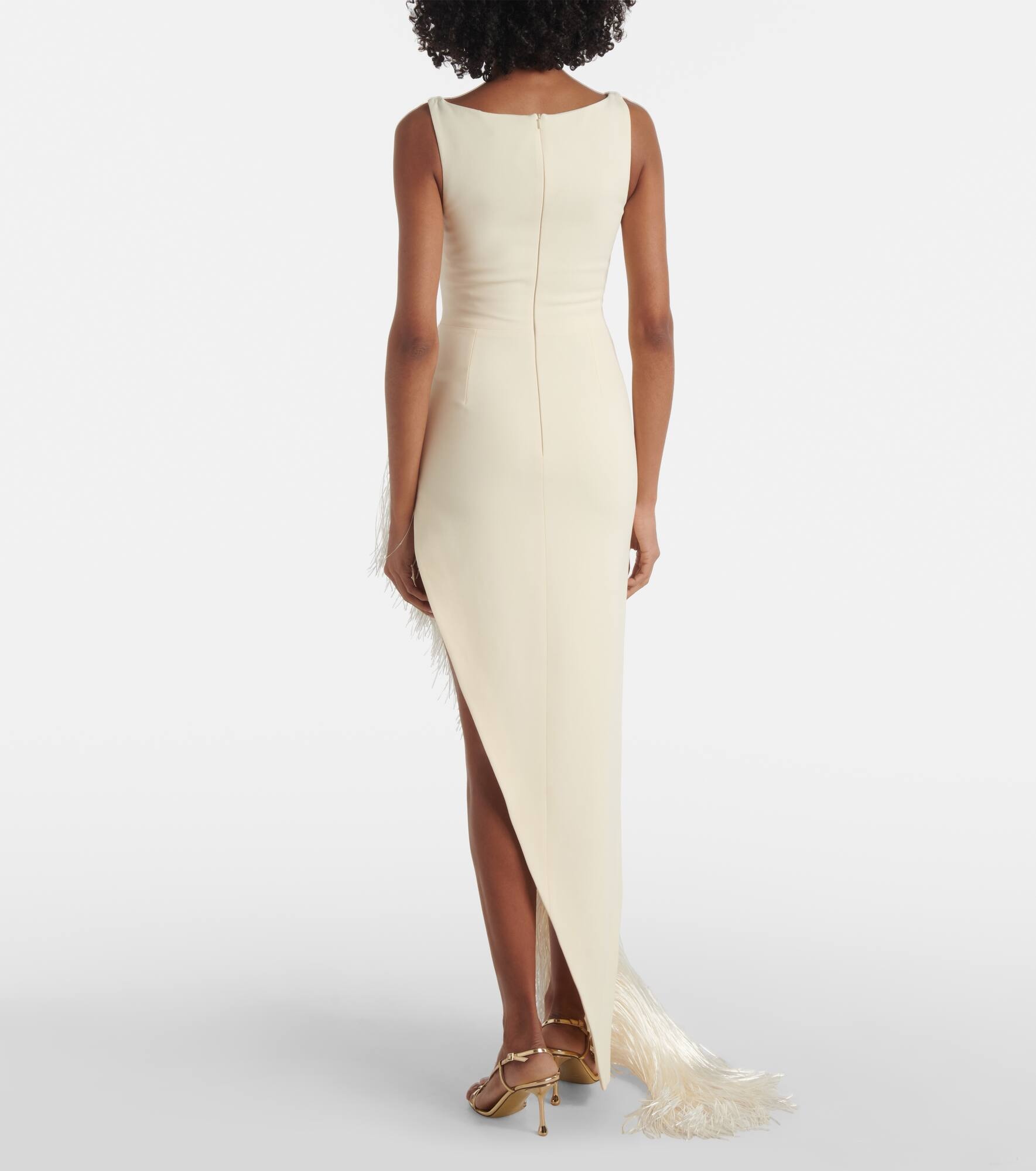 Fringed asymmetric cady gown - 3