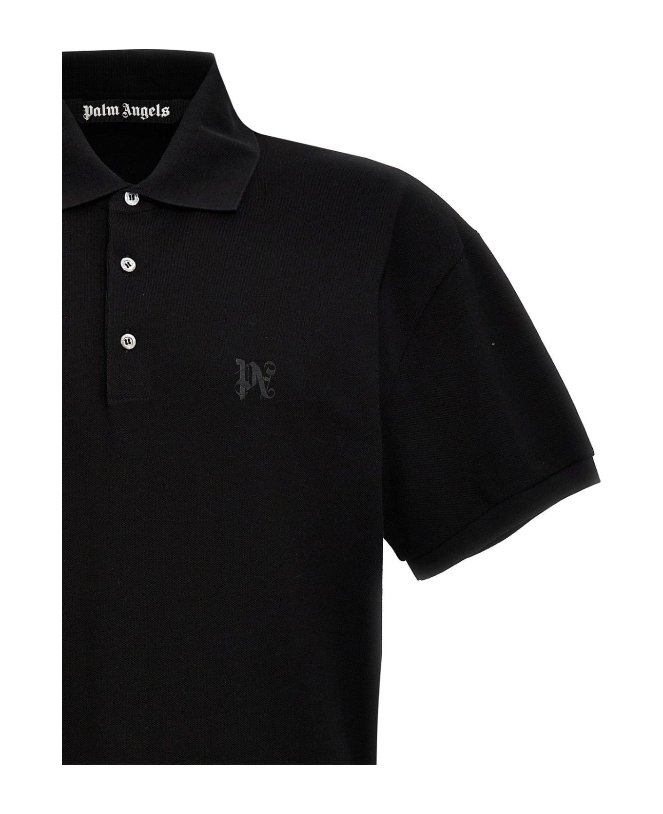 Monogram Embroidered Short-sleeved Polo Shirt - 3