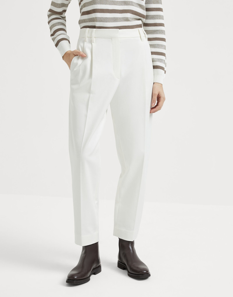 Stretch cotton cover slouchy trousers with monili - 1
