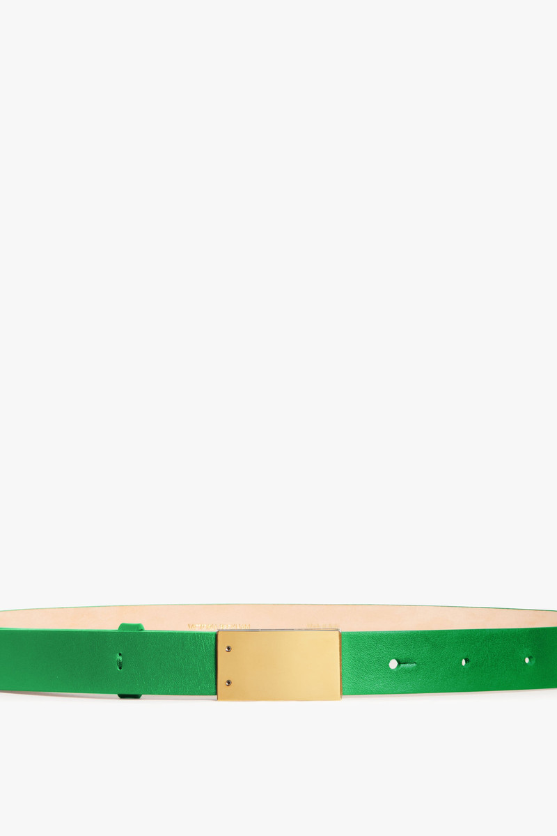 Victoria Beckham Thin Belt With Plaque Buckle in Green outlook