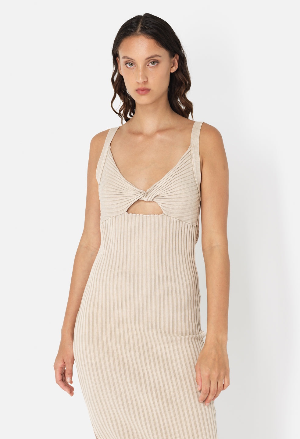 MINERAL WASH GINZA RIB TWIST DRESS - 8