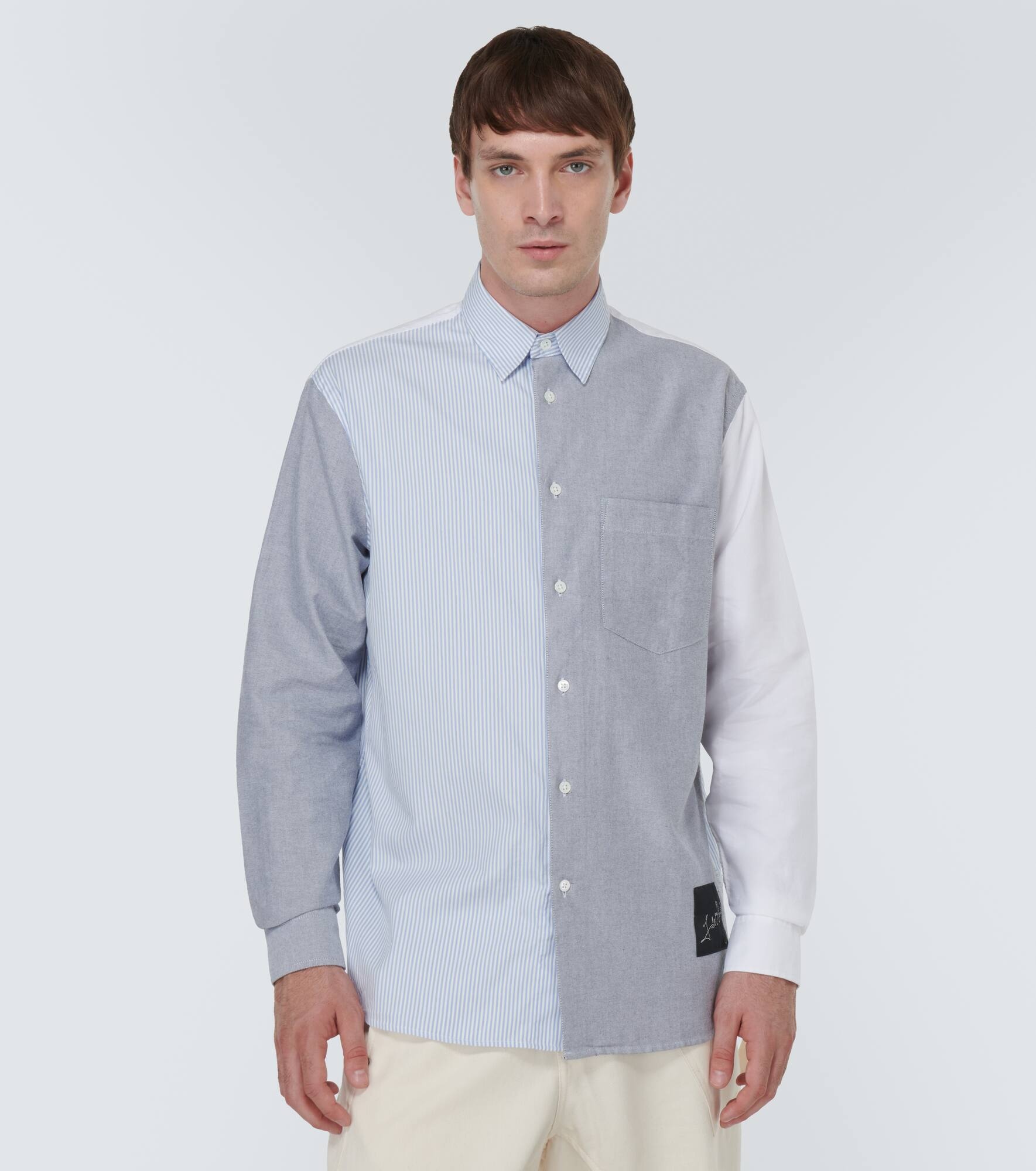 Patchwork cotton Oxford shirt - 3